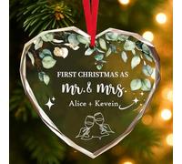 Personalised First Christmas Bauble -Mr and Mrs First Christmas Bauble Ornaments 2025-New Couples Crystal Xmas Tree Decorations with Text-Xmas Wedding Gifts for Couples, Newlywed, Bride, Groom