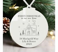Personalised First Christmas in New Home 2025, New Home Christmas Bauble, 1st Xmas Bauble, Our First Homes Ornament, Xmas Decoration Gifts for Family (Design 2, Round)