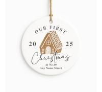 Personalised First Christmas New Home Bauble | Custom Address & Year Gingerbread House Ornament | Moving Gift