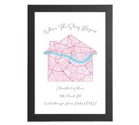 Personalised First Date Map Print - Romantic Gift for Couples, Boyfriend, Girlfriend, Where You Met for Anniversaries, Christmas, Birthday, Gay Weddings, Lesbian Engagement, Mr & Mr, Mrs & Mrs