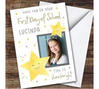 Personalised First Day At School Card For Anyone Photo Stars | Personalized Custom Unique Greetings Card For First Day At School Any Text Inside & Out