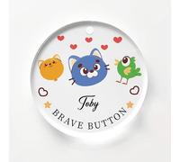 Personalised First Day of School Gift Acrylic Brave Button, Back To School Worry Anxiety Gift Keepsake Presents For Nursery Preschool Kids (BIRD)