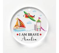 Personalised First Day of School Gift Acrylic Brave Button, Back To School Worry Anxiety Gift Keepsake Presents For Nursery Preschool Kids (SHIP)