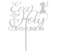Personalised First Holy Communion Cake Topper Grail Cross Christening Baptism Confirmation 1st Communion Party Decor | Strong 3mm Acrylic (CLEAR (TRANSPARENT))
