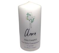 Personalised First Holy Communion Candle with Name, Date and Venue, Custom Keepsake Gift Pillar Candle Boys Girls