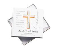 Personalised First Holy Communion Photo Album With Marble Cross