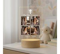 Personalised First Holy Communion Photo Frame Light, LED, Acrylic, 205mm x 120mm, USB Powered, Custom Keepsake Gift for Boys and Girls