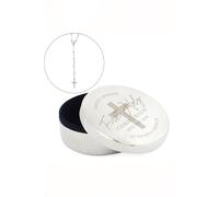 Personalised First Holy Communion Round Trinket Box & Rosary Beads Set Personalised Memento Company Silver One Size