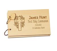 Personalised First Holy communion Scrap Book or Guest Book Floral Cross