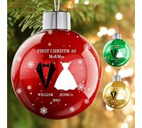 Personalised First Married Ornament 2025 - Personalised Christmas Bauble Our First as Mr and Mrs Christmas Ornament - Personalised Photo Christmas Bauble, Wedding Gifts for Couples