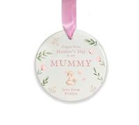 Personalised First Mother’s Day Ornament for Mummy, Custom Ceramic Hanging Decoration, New Mum Gift from Baby, 1st Mother’s Day Keepsake, Personalised Mum Ornament (Round)