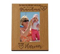 Personalised First Mothers Day as a Grandma Photo Frame Portrait (5 x 7 Inch)