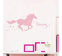Personalised First Name Stickers | Fairy Horse Sticker - Wall Decoration for Children's Bedroom | 1 Horse Board 25 x 45 cm and 1 Alphabet Sheet 40 x 25 cm - Powder Pink