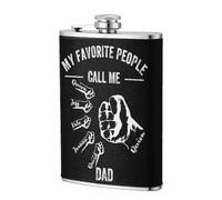 Personalised Fist Bump Father's Day Hip Flask 8oz Stainless Steel Pocket Liquor Whiskey Flask, Custom Gifts for Dad Grandpa Husband