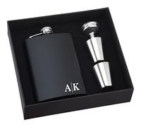 Personalised Flask for Men-4 Designs, 8oz Stainless Steel Engraved Custom Hip Flask for Wedding, Bachelor, Father's Day, Valentine, Graduation Gift (Black)