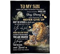 Personalised Fleece Blanket, To My Son from Dad Envelope Fleece Blanket Bed Throws Letter Patterns Hug Blanket Encourage and Love Flannel Blanket Birthday Gifts