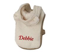 Personalised Fleece-Lined Dog Hoodie with Customisable Embroidery Text Suitable for Small to Medium-Sized Dogs (Beige)