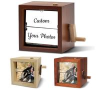Personalised Flip Picture Frame for Father - Hand-Crank Photo Box for Husband or Grandad on Father’s Day or Christmas