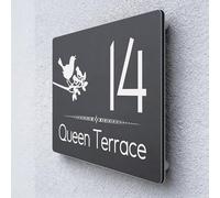 Personalised Floating House Numbers Plaques by Blitz Craft, Composite Aluminium Floating Address Sign - Grey (20 x 13 cm) | Custom Door Numbers for Outside, Weatherproof Design with Fixings, Design 5