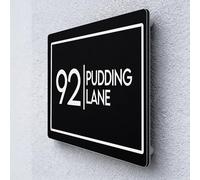 Personalised Floating House Numbers Plaques by Blitz Craft, Composite Aluminium Floating Address Sign - Black (20 x 13 cm) | Custom Door Numbers for Outside, Weatherproof Design with Fixings, Design 9