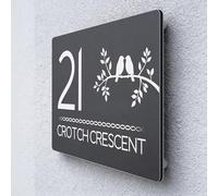 Personalised Floating House Numbers Plaques by Blitz Craft, Composite Aluminium Floating Address Sign - Grey (20 x 13 cm) | Custom Door Numbers for Outside, Weatherproof Design with Fixings, Design 6