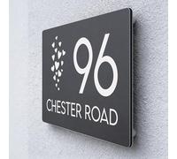 Personalised Floating House Numbers Plaques by Blitz Craft, Composite Aluminium Floating Address Sign - Grey (20 x 13 cm) | Custom Door Numbers for Outside, Weatherproof Design with Fixings, Design 7