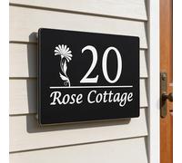 Personalised Floating House Numbers Plaques by Blitz Craft, Composite Aluminium Floating Address Sign - Black (28 x 16 cm) | Custom Door Numbers for Outside, Weatherproof Design with Fixings, Design 3