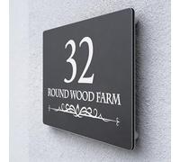 Personalised Floating House Numbers Plaques by Blitz Craft, Composite Aluminium Floating Address Sign - Grey (20 x 13 cm) | Custom Door Numbers for Outside, Weatherproof Design with Fixings, Design 10