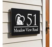Personalised Floating House Numbers Plaques by Blitz Craft, Composite Aluminium Floating Address Sign - Black (28 x 16 cm) | Custom Door Numbers for Outside, Weatherproof Design with Fixings, Design 8