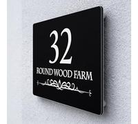 Personalised Floating House Numbers Plaques by Blitz Craft, Composite Aluminium Floating Address Sign - Black (20 x 13 cm) | Custom Door Numbers for Outside, Weatherproof Design with Fixings,Design 10