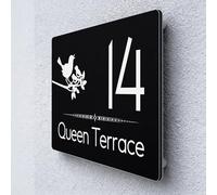 Personalised Floating House Numbers Plaques by Blitz Craft, Composite Aluminium Floating Address Sign - Black (20 x 13 cm) | Custom Door Numbers for Outside, Weatherproof Design with Fixings, Design 5