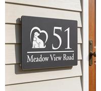 Personalised Floating House Numbers Plaques by Blitz Craft, Composite Aluminium Floating Address Sign - Grey (28 x 16 cm) | Custom Door Numbers for Outside, Weatherproof Design with Fixings, Design 8