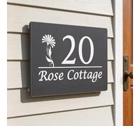 Personalised Floating House Numbers Plaques by Blitz Craft, Composite Aluminium Floating Address Sign - Grey (28 x 16 cm) | Custom Door Numbers for Outside, Weatherproof Design with Fixings, Design 3