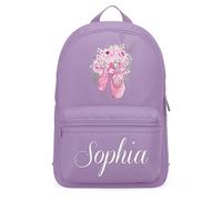 Personalised Floral Ballet Mini Backpack for Girls Back to School Reception Nursery Kids Dancing Bag, One Size, Lavender