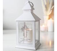 Personalised Floral Cross White Lantern, Beautiful Grave Marker, Memorial gift, In Memory, Candle, Remembrance, White Lantern, Lamp