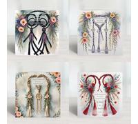Personalised Floral Handfasting cord cards for weddings, civil partnerships, civil ceremonies. Handfasting ribbons for pagan and wicca weddings and ceremonies, festival weddings, outdoor weddings.