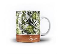 Personalised Floral & Leaf Pattern with Name on Wood Design 11oz Ceramic Mug - 8. Palm Leaves