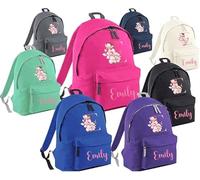 Personalised Floral Letter Initial Backpack for Girls Large 18L Kids Rucksack School Bag for Age 8 9 10 Teenager Pink Customisable Children's Pack Name 42x31x21cm (Black)