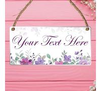 Personalised Floral & Nature-Themed Decorative Hanging Plaque - Custom Name & Message Sign for Home, Office, Garden Decor (Purple Floral, Acrylic Indoor & Outdoor Use)