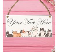 Personalised Floral & Nature-Themed Decorative Hanging Plaque - Custom Name & Message Sign for Home, Office, Garden Decor (Six Cats, Acrylic Indoor & Outdoor Use)