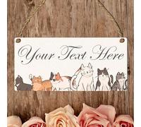Personalised Floral & Nature-Themed Decorative Hanging Plaque - Custom Name & Message Sign for Home, Office, Garden Decor (Six Cats, Mdf Wood Indoor Use Only)