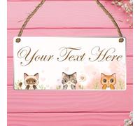 Personalised Floral & Nature-Themed Decorative Hanging Plaque - Custom Name & Message Sign for Home, Office, Garden Decor (Three Cats, Acrylic Indoor & Outdoor Use)