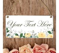 Personalised Floral & Nature-Themed Decorative Hanging Plaque - Custom Name & Message Sign for Home, Office, Garden Decor (Yellow Floral, Acrylic Indoor & Outdoor Use)