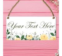 Personalised Floral & Nature-Themed Decorative Hanging Plaque - Custom Name & Message Sign for Home, Office, Garden Decor (Yellow Floral, Mdf Wood Indoor Use Only)