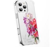 Personalised Floral Phone Case Customised Text & Watercolour Pressed Flowers & Bumble Bee Butterfly Ladybird | Luxury Clear Silicone Premium Cover for iPhone 16 15 14 13 12+ Samsung - Rhododendron 1