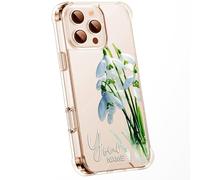 Personalised Floral Phone Case Customised Text & Watercolour Pressed Flowers & Bumble Bee Butterfly Ladybird | Luxury Clear Silicone Premium Cover for iPhone 16 15 14 13 12+ Samsung - Snowdrops