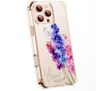 Personalised Floral Phone Case with Customised Watercolour Pressed Flowers & Bumble Bee Butterfly Ladybird | Luxury Clear Silicone TPU Cover for iPhone 16 15 14 13 12 11 & Samsung - Delphinium