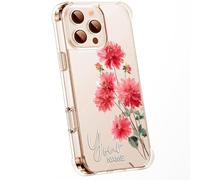 Personalised Floral Phone Case with Customised Watercolour Pressed Flowers & Bumble Bee Butterfly Ladybird | Luxury Clear Silicone TPU Cover for iPhone 16 15 14 13 12 11 & Samsung - Dahlia 1