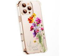 Personalised Floral Phone Case with Customised Watercolour Pressed Flowers & Bumble Bee Butterfly Ladybird | Luxury Clear Silicone TPU Cover for iPhone 16 15 14 13 12 11 & Samsung - Cosmos