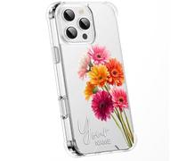 Personalised Floral Phone Case with Customised Watercolour Pressed Flowers & Bumble Bee Butterfly Ladybird | Luxury Clear Silicone TPU Cover for iPhone 16 15 14 13 12 11 & Samsung - Fantasy Gerbera
